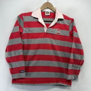 Striped Red and Gray Polo Shirt